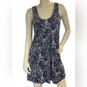 Portocruz Sleeveless Swim Cover-up/Dress, black & white print Size S